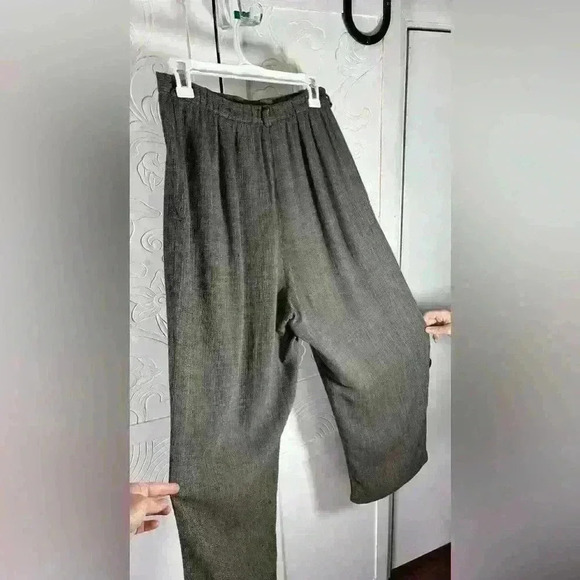 Eileen Fisher Linen Blend Wide Leg Trouser Zip fly Partial Elastic waist Sz S - Picture 5 of 15